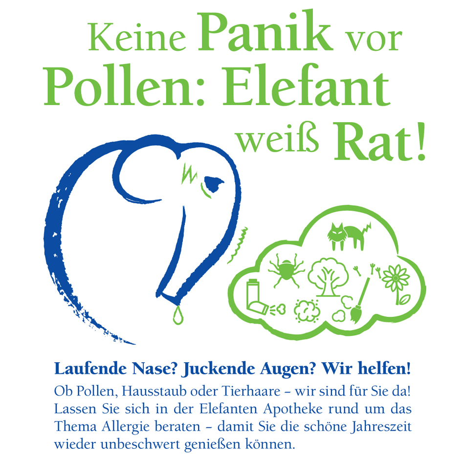 Werbegrafik mit Elefanten-Logo und aktueller Monats-Aktion